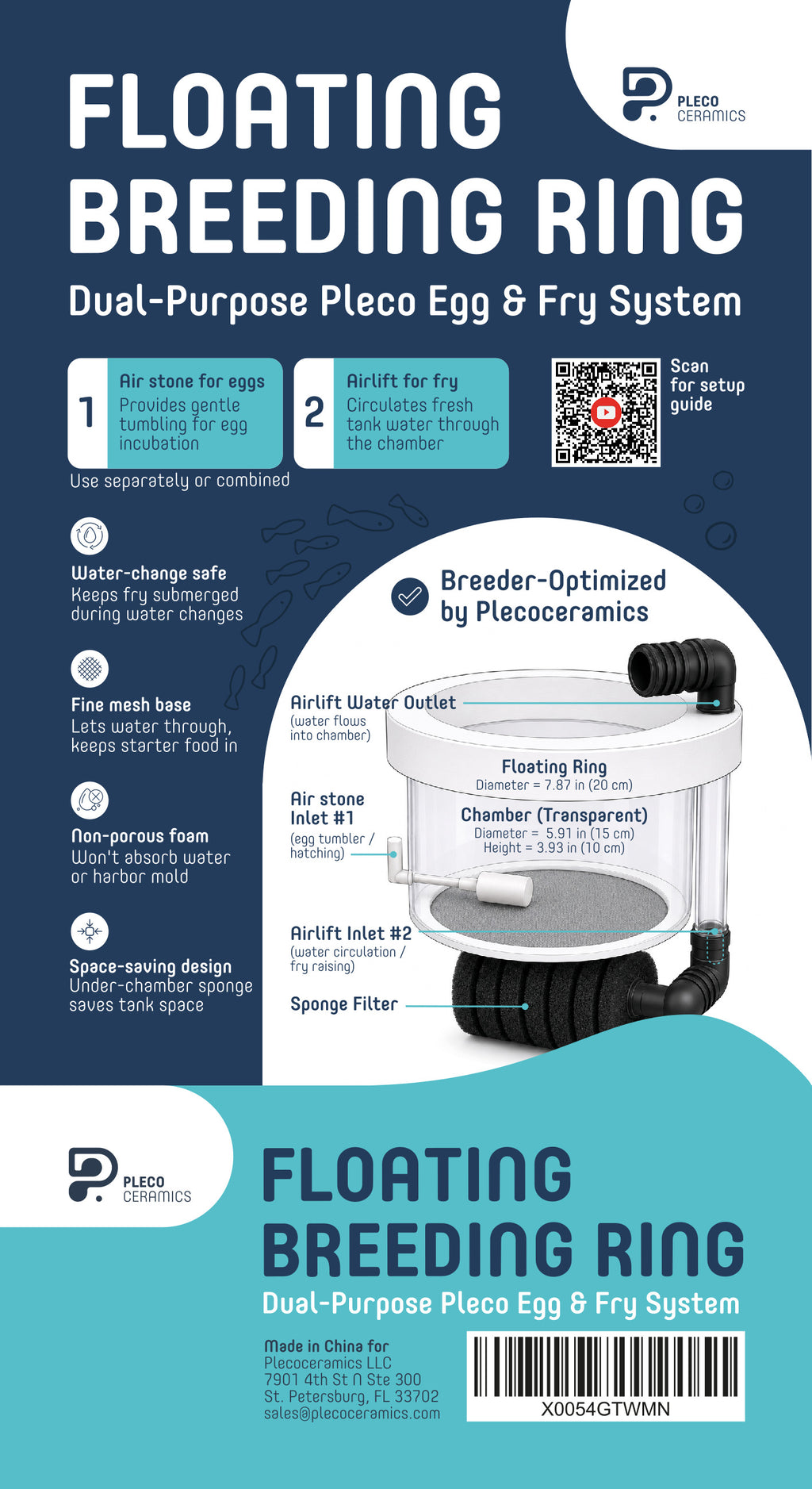 Plecoceramics Maternitate Plutitoare 2 în 1 pentru Puiet și Icre – Floating Breeding Ring
